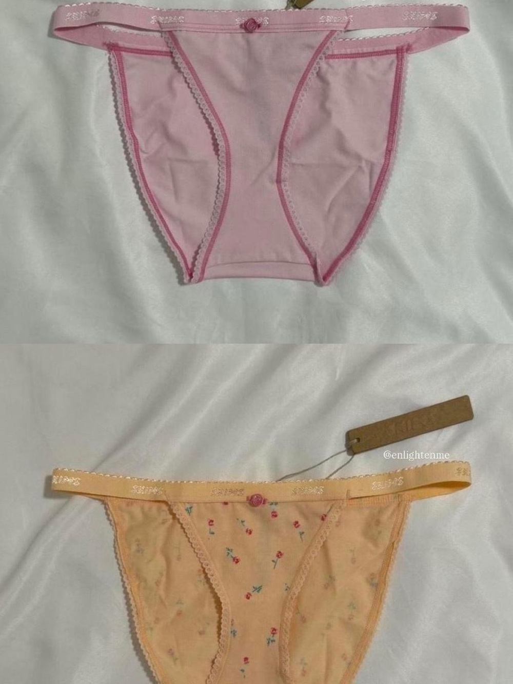 Skims Lightweight Cotton Logo Picot String Bikini Underwear Bundle